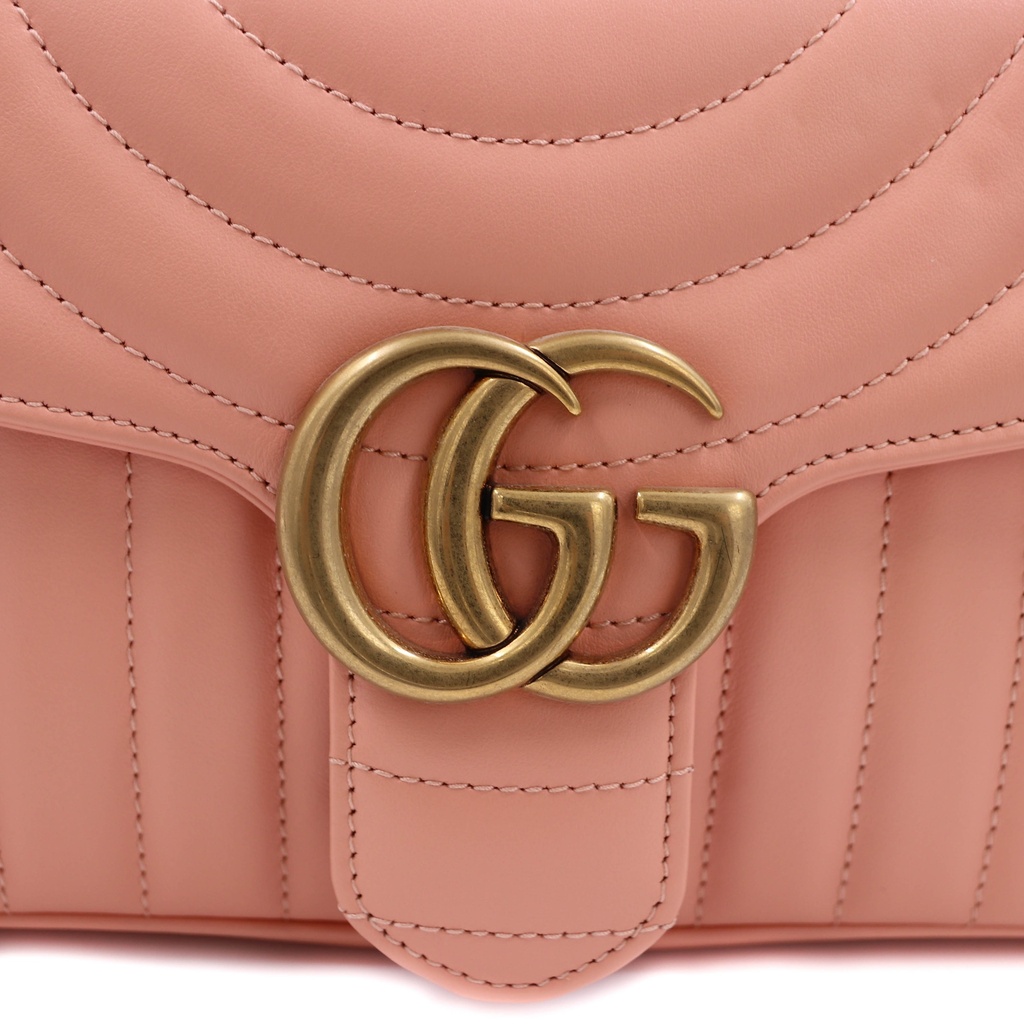 Gucci GG Marmont Small Shoulder Bag Matelassé Pink 443497