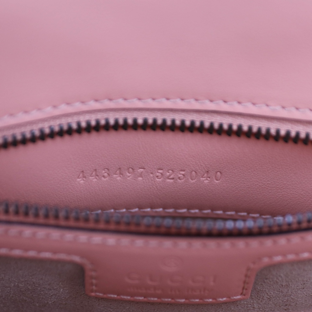 Gucci GG Marmont Small Shoulder Bag Matelassé Pink 443497