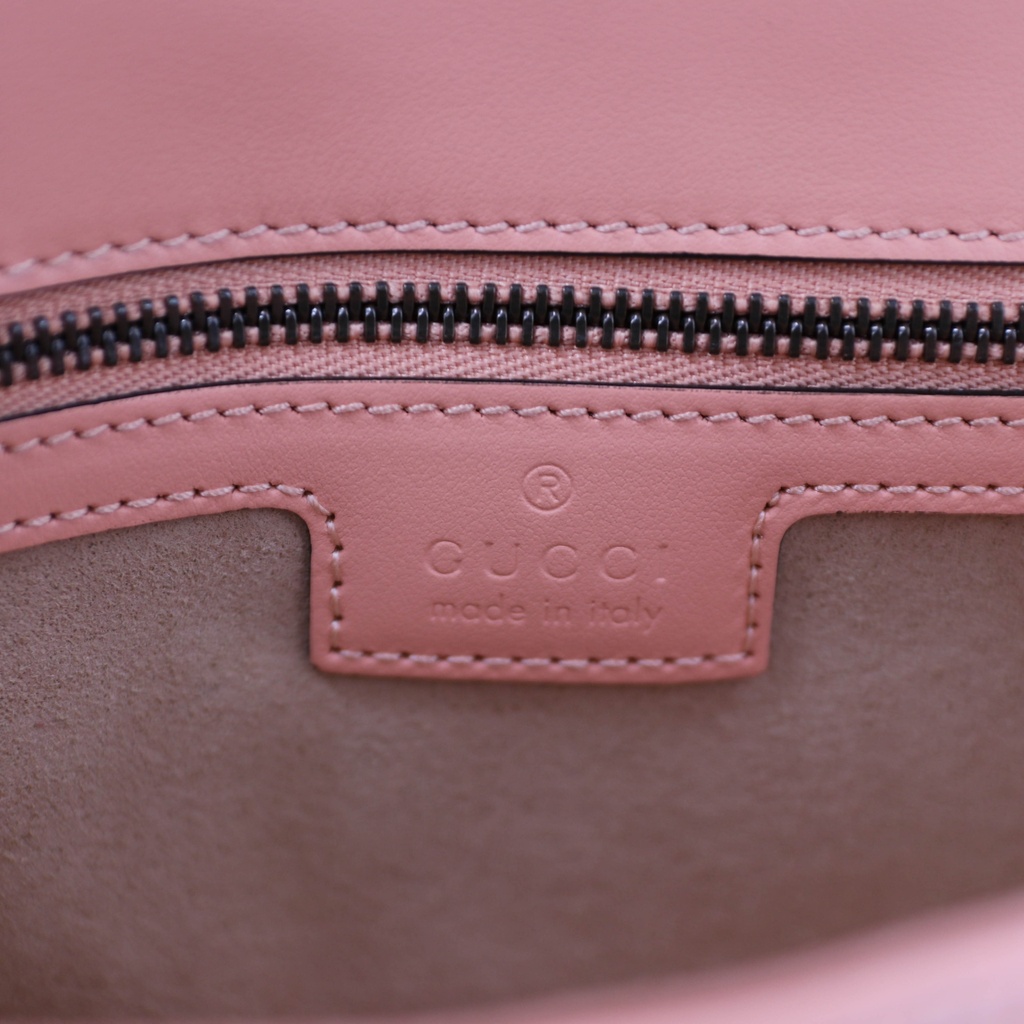 Gucci GG Marmont Small Shoulder Bag Matelassé Pink 443497