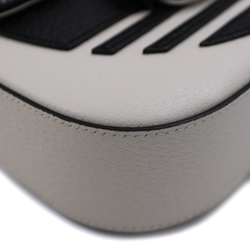 Gucci  X Adidas Textured Calfskin Web Mini Horsebit 1955 Shoulder Bag White 658574