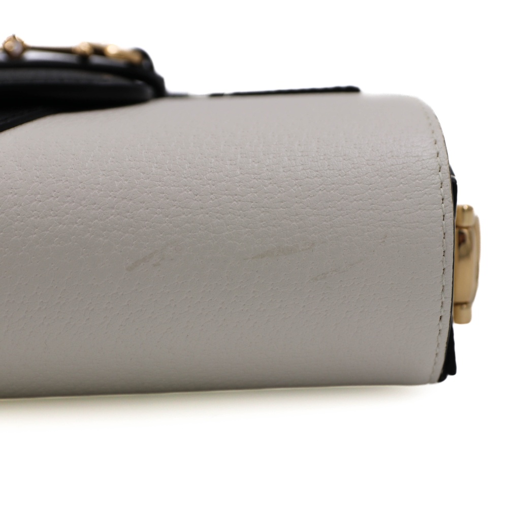 Gucci  X Adidas Textured Calfskin Web Mini Horsebit 1955 Shoulder Bag White 658574
