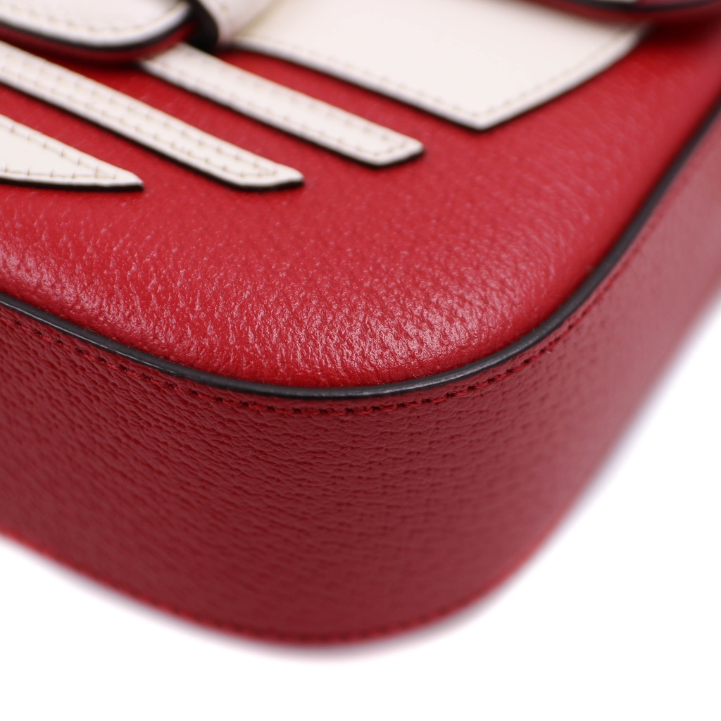 Gucci  X Adidas Textured Calfskin Web Mini Horsebit 1955 Shoulder Bag Red 658574