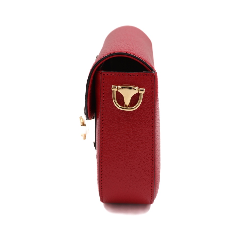 Gucci  X Adidas Textured Calfskin Web Mini Horsebit 1955 Shoulder Bag Red 658574