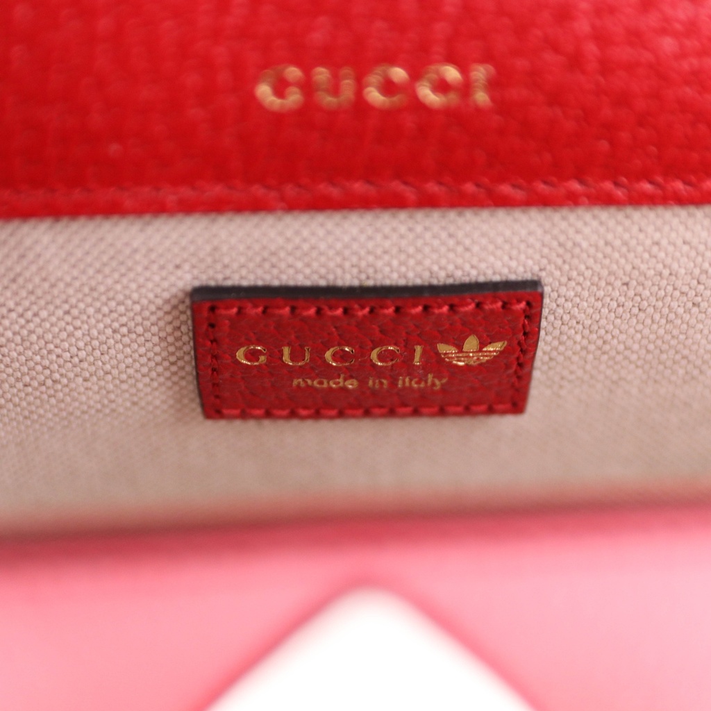 Gucci  X Adidas Textured Calfskin Web Mini Horsebit 1955 Shoulder Bag Red 658574