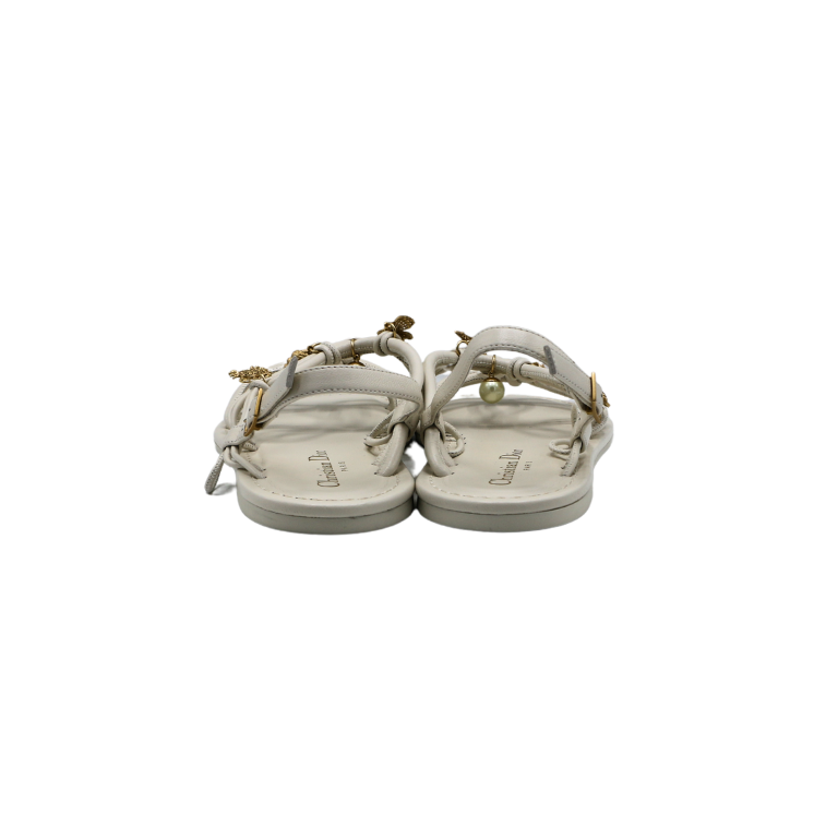 Christian Dior Leather Sandal White In Size 37