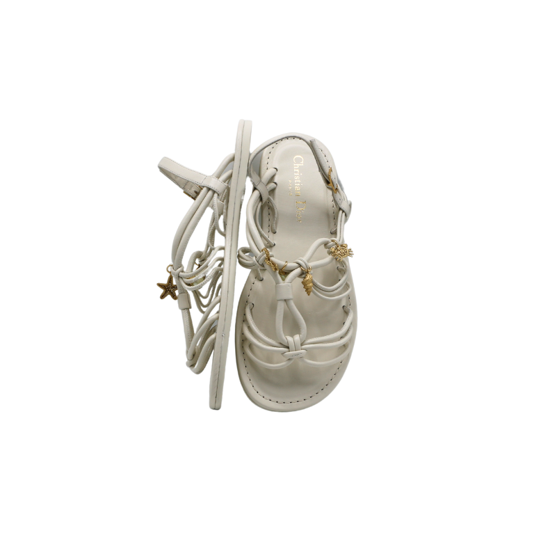 Christian Dior Leather Sandal White In Size 37