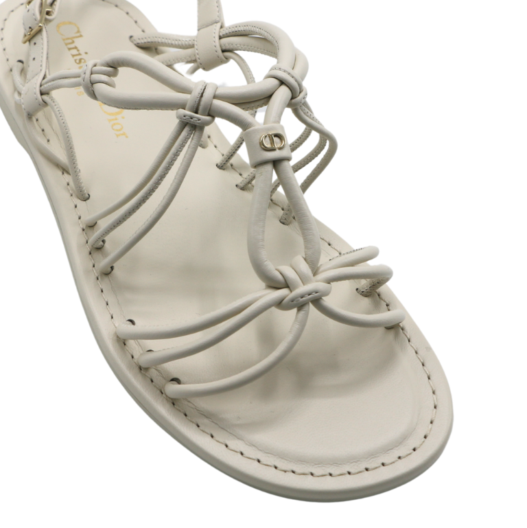 Christian Dior Leather Sandal White In Size 37