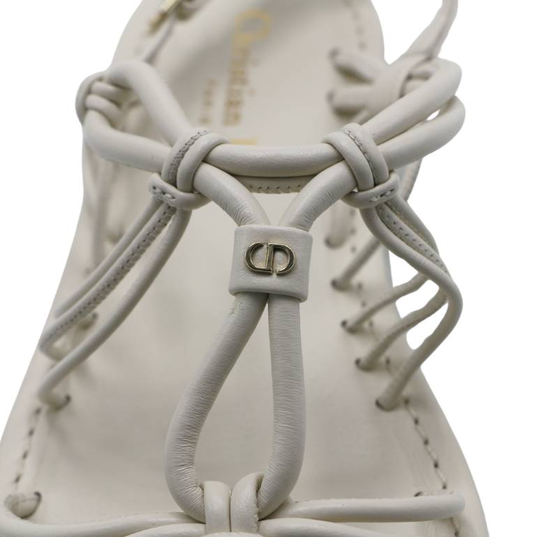 Christian Dior Leather Sandal White In Size 37