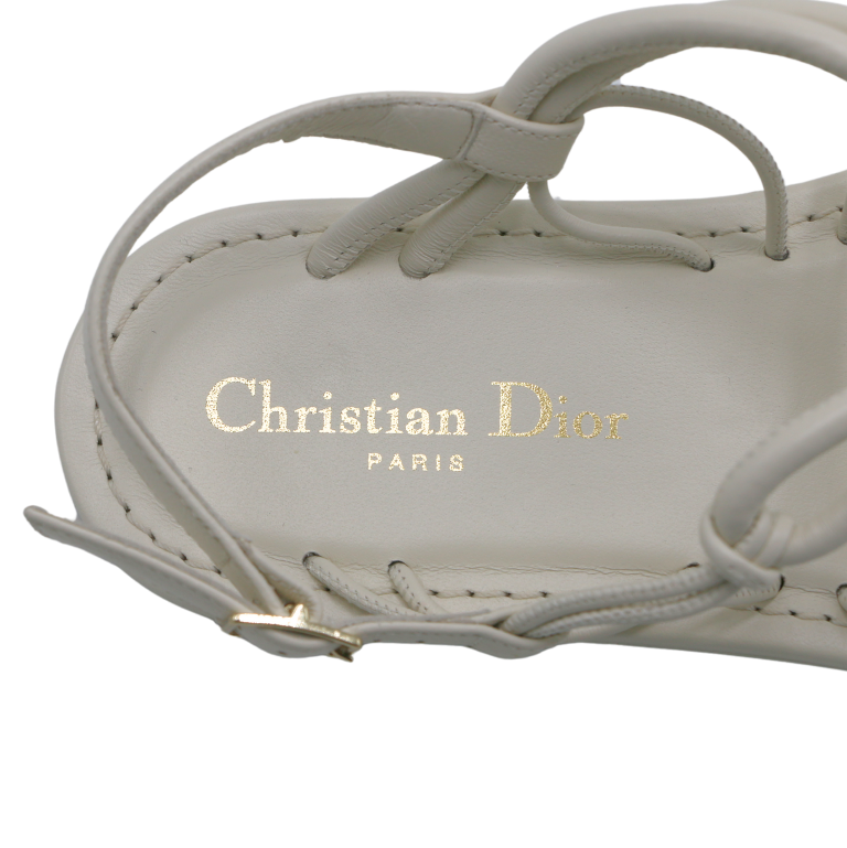 Christian Dior Leather Sandal White In Size 37