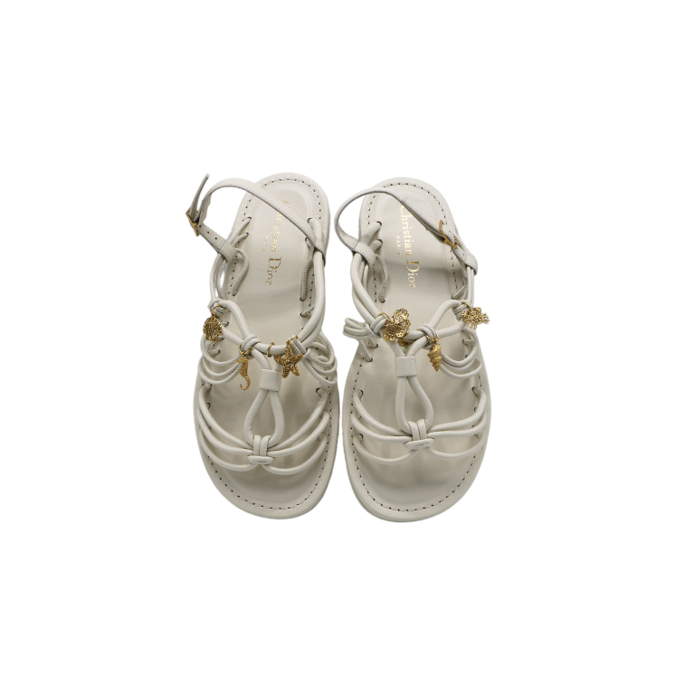 Christian Dior Leather Sandal White In Size 35 1/2