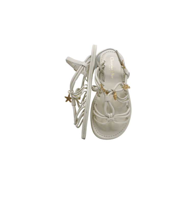 Christian Dior Leather Sandal White In Size 35 1/2