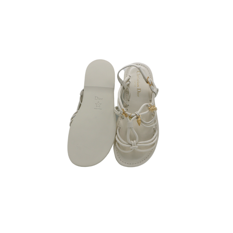 Christian Dior Leather Sandal White In Size 35 1/2