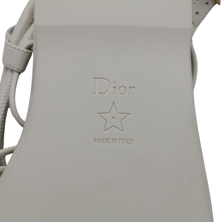 Christian Dior Leather Sandal White In Size 35 1/2