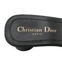 Christian Dior Dway Heeled Slide Dark Blue Embroidered Cotton Size 37 1/2