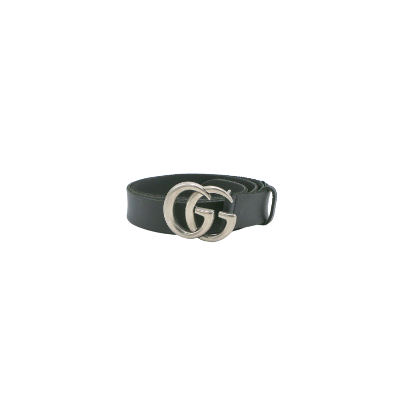Gucci Leather Slim Black Belt with Double G Buckle 75 30 414516