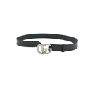 Gucci Leather Slim Black Belt with Double G Buckle 75 30 414516
