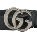 Gucci Leather Slim Black Belt with Double G Buckle 75 30 414516