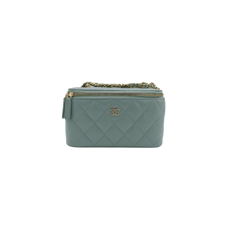 Chanel Caviar Quilted Small Tiny CC Vanity Case With Chain