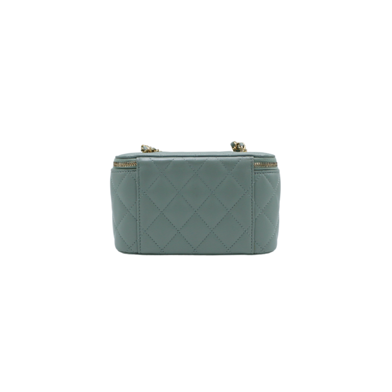 Chanel Caviar Quilted Small Tiny CC Vanity Case With Chain