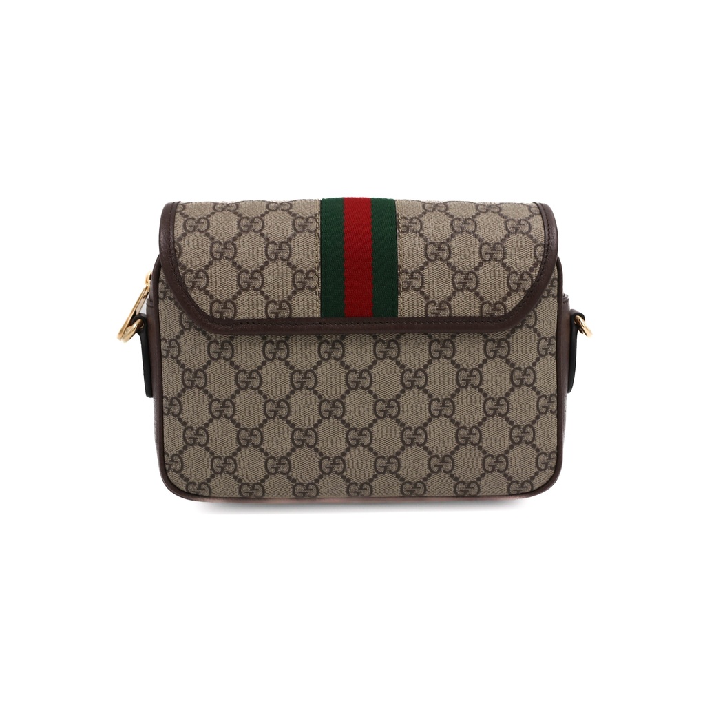 Gucci Ophidia Small Shoulder Bag In Beige And Dark Brown GG Supreme 722117
