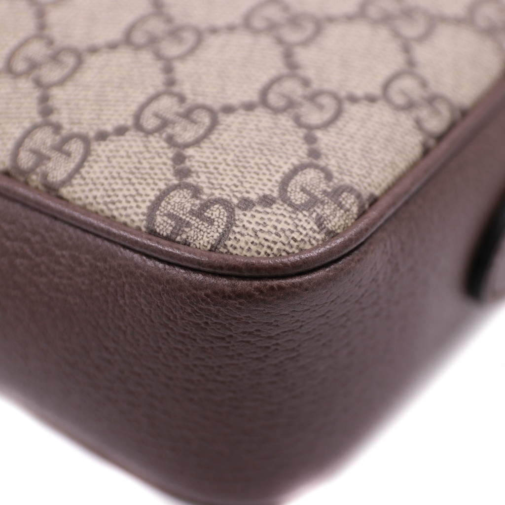 Gucci Ophidia Small Shoulder Bag In Beige And Dark Brown GG Supreme 722117