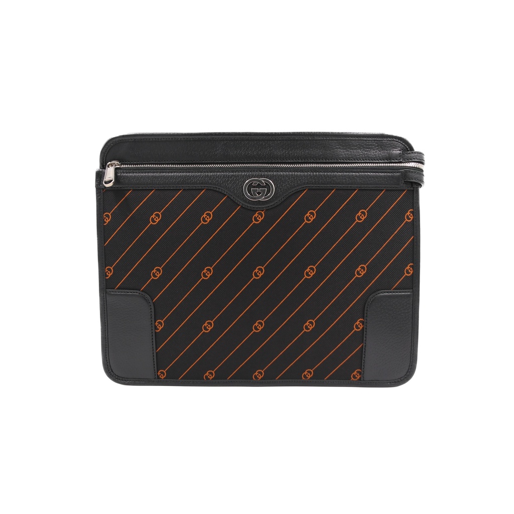 Gucci Medium Messenger Bag Black Diagonal Interlocking G Fabric Jacquard 752595