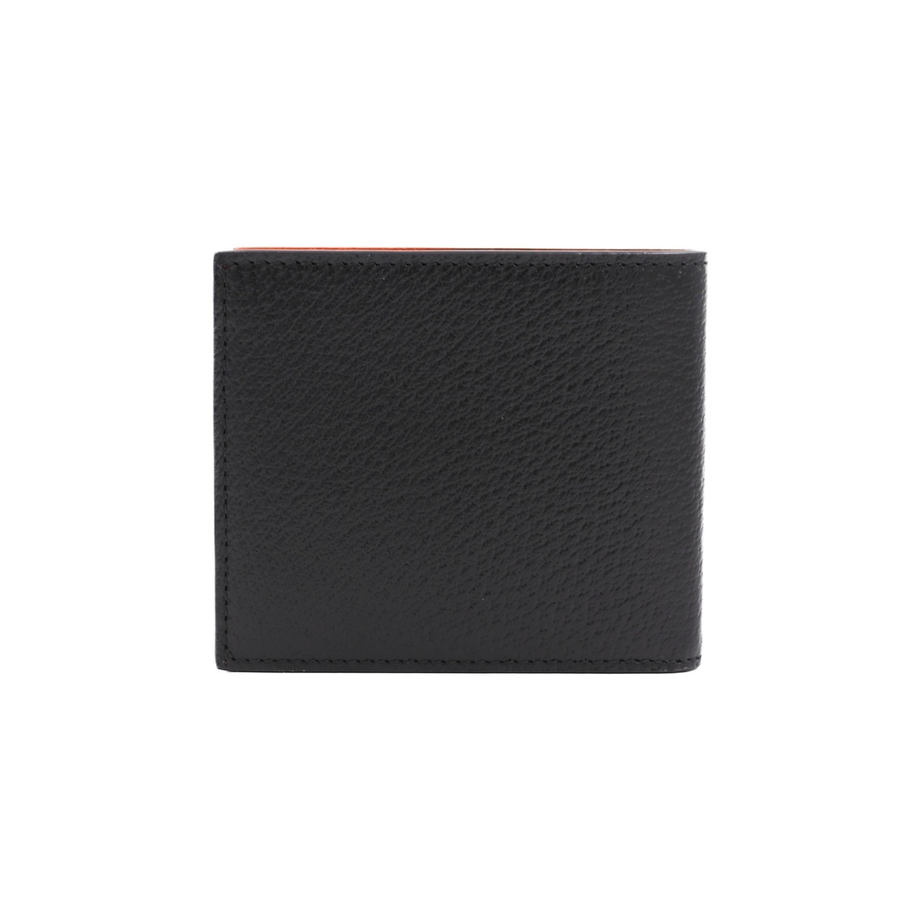 Gucci G Detail Leather Bifold Wallet Black and Orange 739358