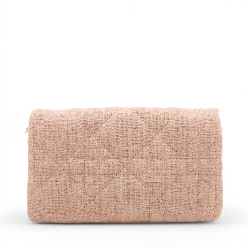 Christian Dior Caro Tweed Chain Shoulder Bag Pink