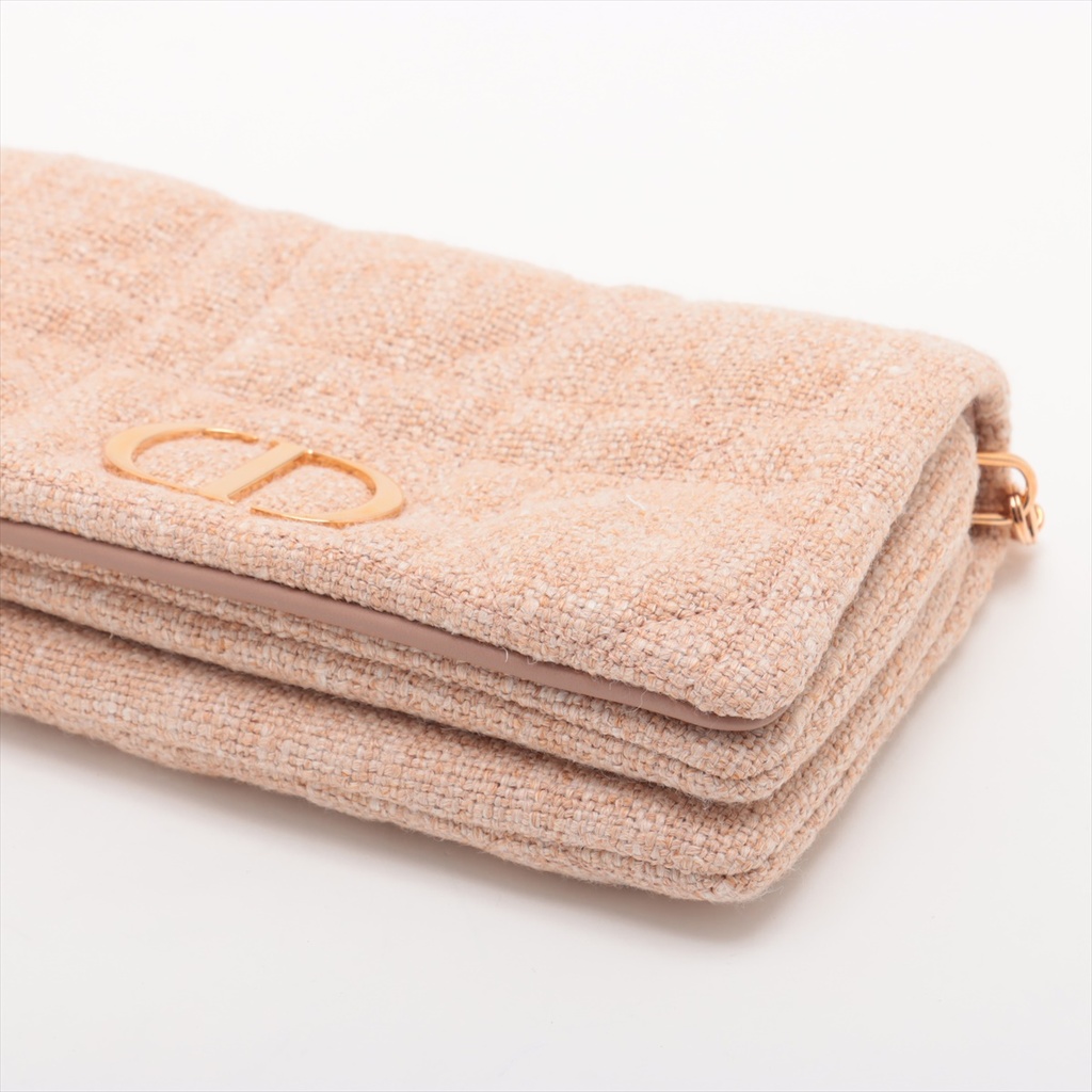 Christian Dior Caro Tweed Chain Shoulder Bag Pink
