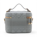 Christian Dior Grey Lambskin Leather Cannage Vanity Case Bag