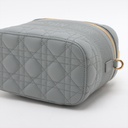Christian Dior Grey Lambskin Leather Cannage Vanity Case Bag