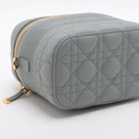 Christian Dior Grey Lambskin Leather Cannage Vanity Case Bag
