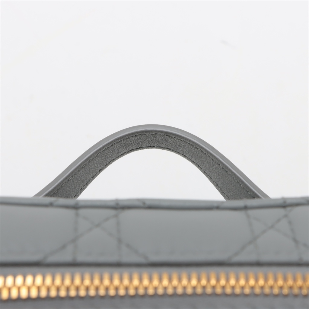 Christian Dior Grey Lambskin Leather Cannage Vanity Case Bag