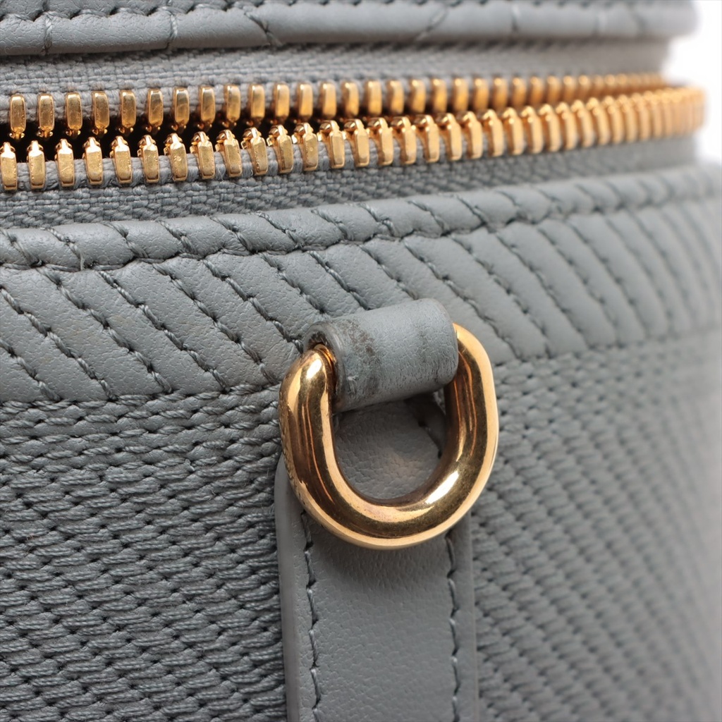 Christian Dior Grey Lambskin Leather Cannage Vanity Case Bag
