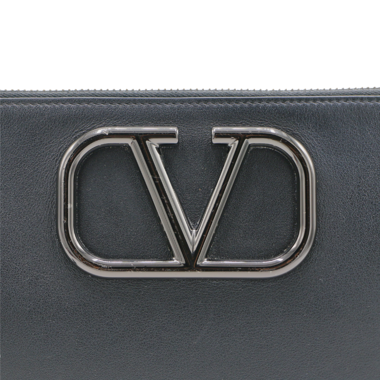 Valentino Garavani Black Leather Clutch