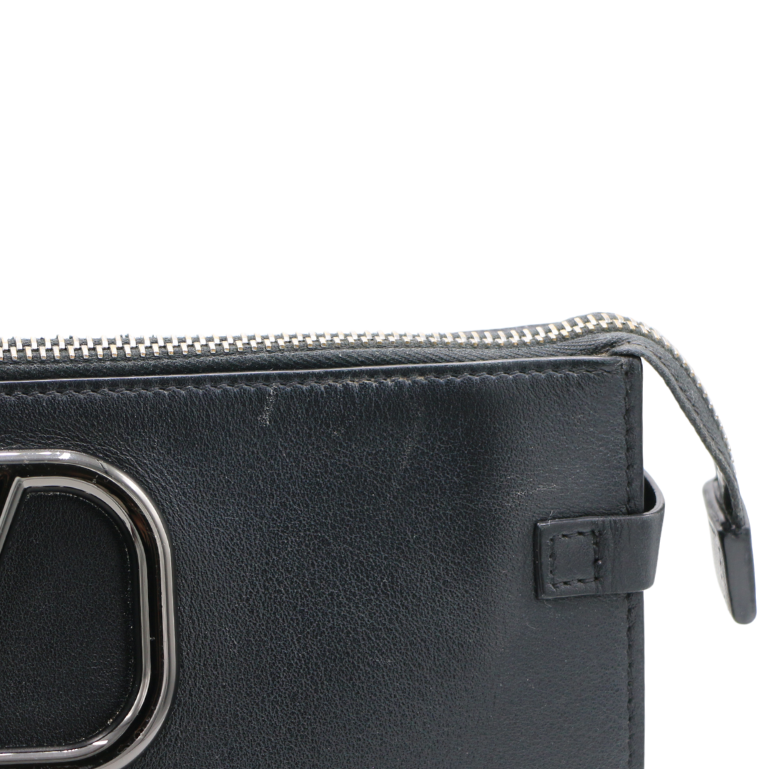 Valentino Garavani Black Leather Clutch