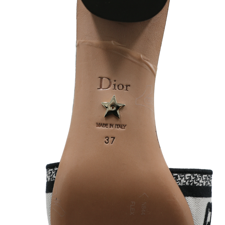 Christian Dior Dway Heeled Slide Cotton and White Multicolor Toile de Jouy Papillon Motit Size 37