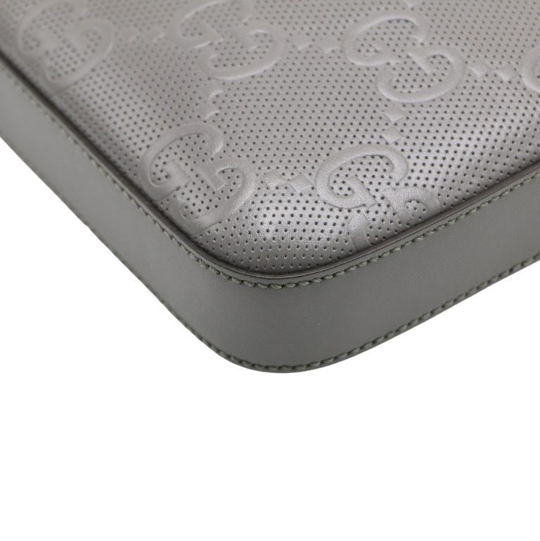 Gucci GG Embossed Small Messenger Grey Bag 406410