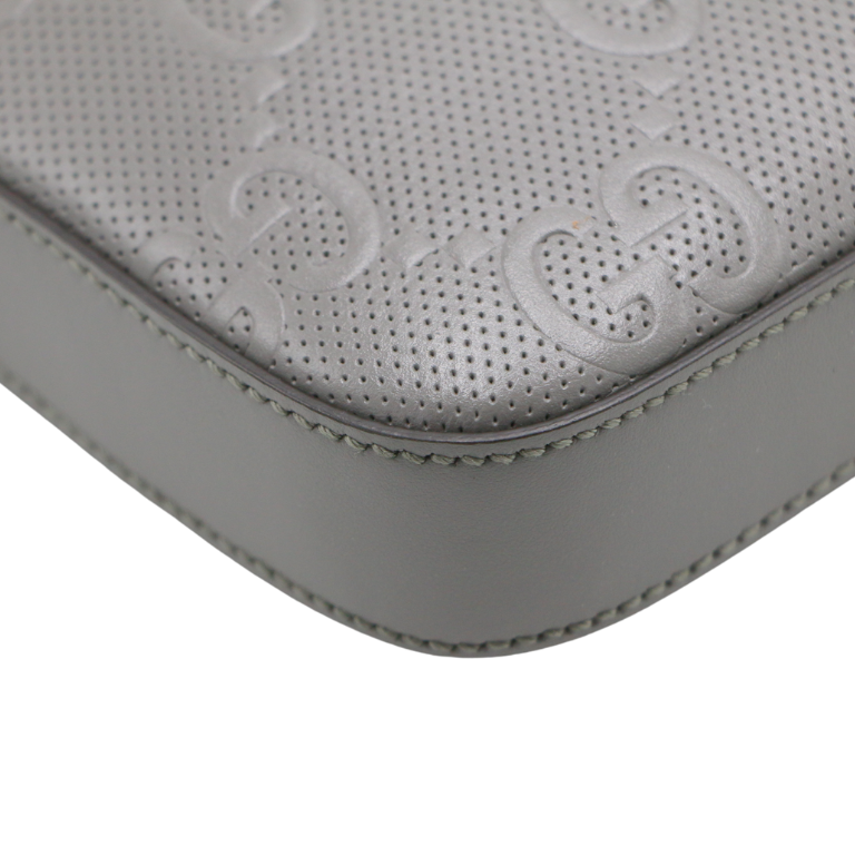 Gucci GG Embossed Small Messenger Grey Bag 406410