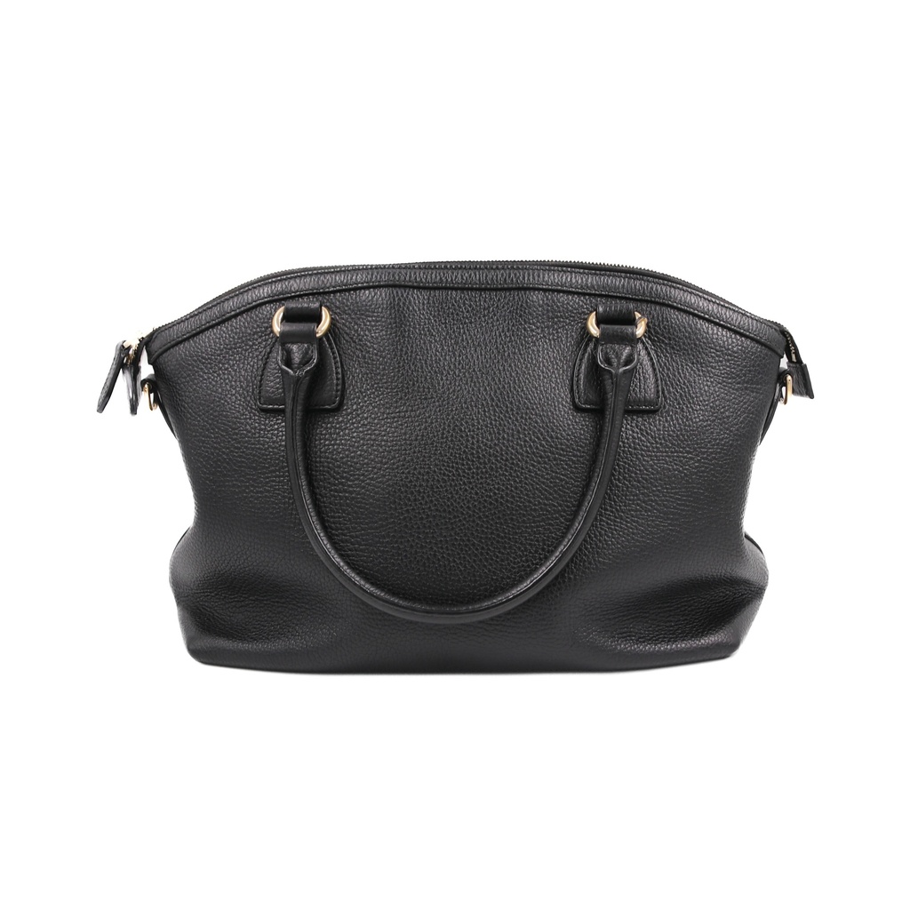 Gucci Dollar Calfskin Large GG Charm Dome Satchel Tote Black