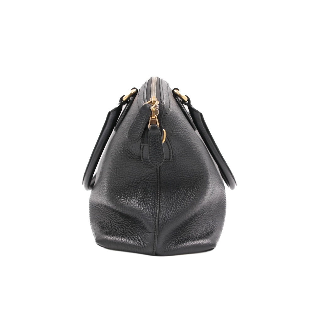 Gucci Dollar Calfskin Large GG Charm Dome Satchel Tote Black