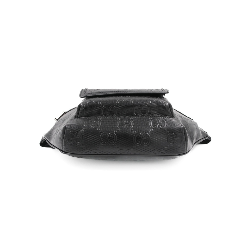 Gucci Calfskin GG Tennis Embossed Pocket Belt Bag Black