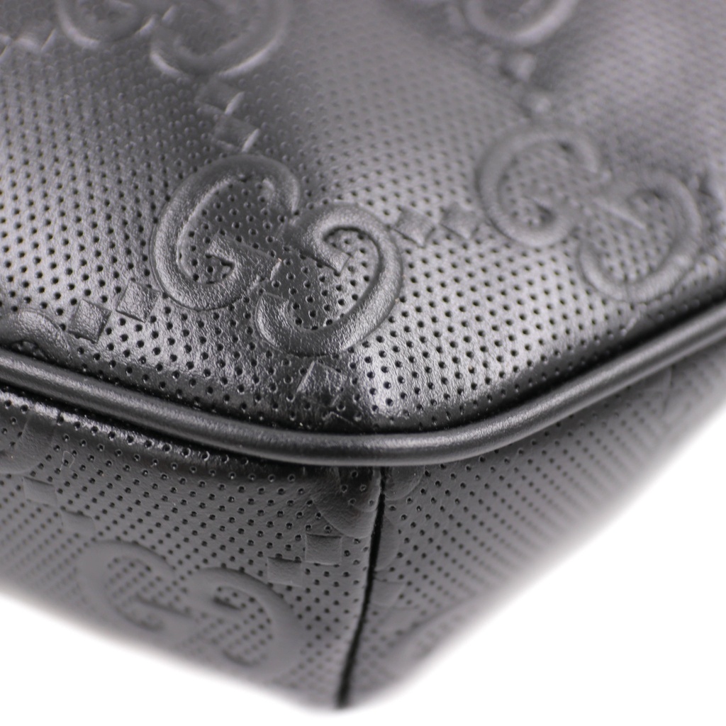 Gucci Calfskin GG Tennis Embossed Pocket Belt Bag Black