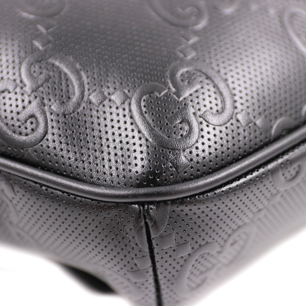 Gucci Calfskin GG Tennis Embossed Pocket Belt Bag Black