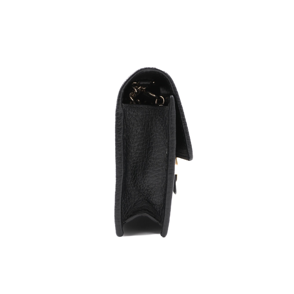 Gucci GG Interlocking Pebbled Leather Crossbody Bag Black 615523