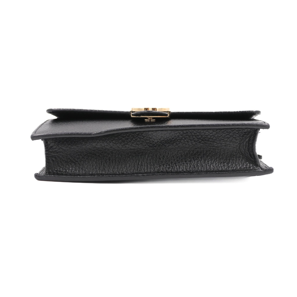 Gucci GG Interlocking Pebbled Leather Crossbody Bag Black 615523