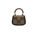 Gucci Bamboo 1947 Jumbo GG Canvas & Leather 2 Way Handbag Brown 686864