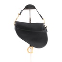 Christian Dior Saddle Bag Leather Shoulder Bag Black