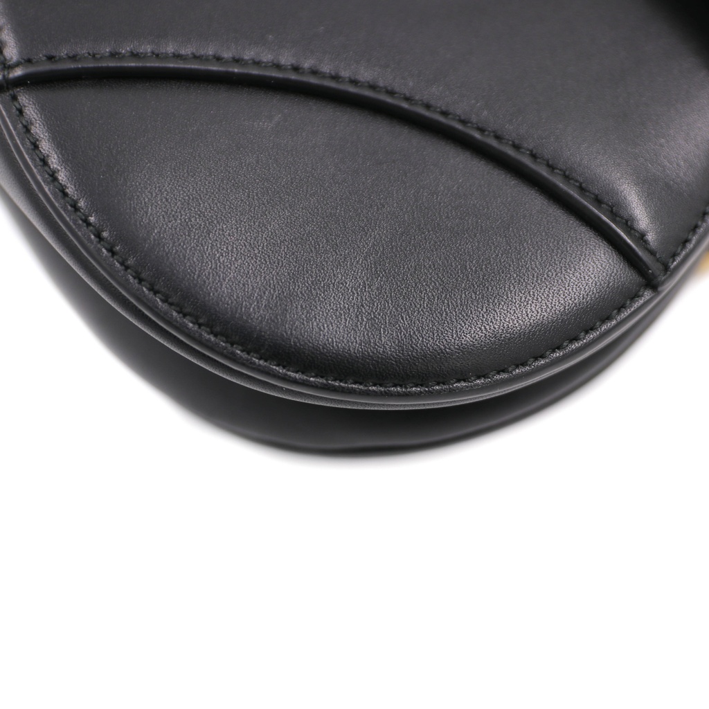 Christian Dior Saddle Bag Leather Shoulder Bag Black