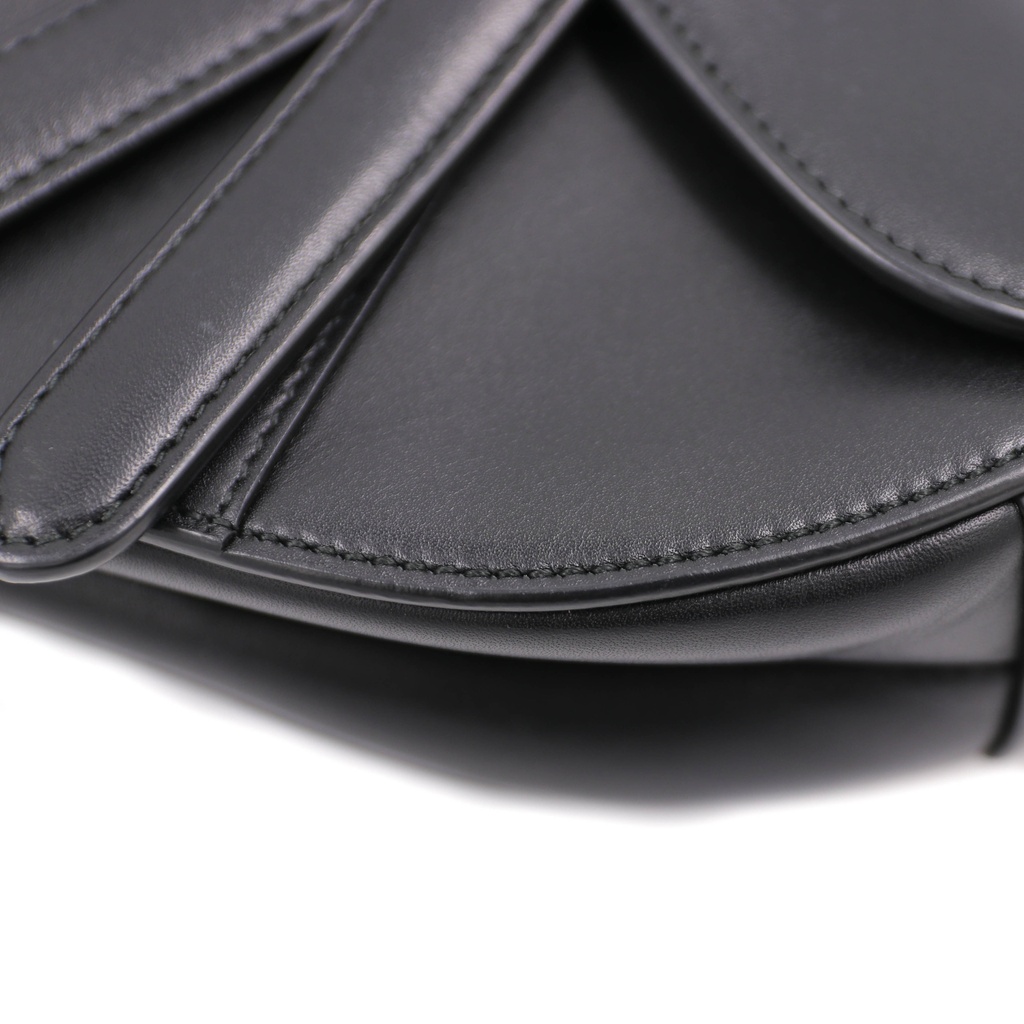 Christian Dior Saddle Bag Leather Shoulder Bag Black